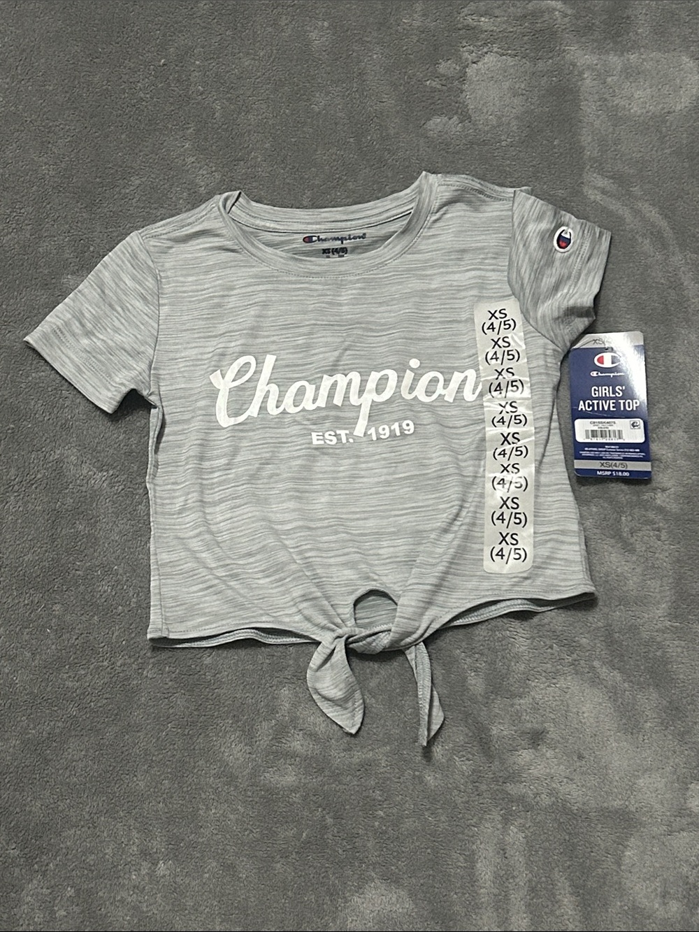 Champion Light Gray Girls' Tie-Front Active Top